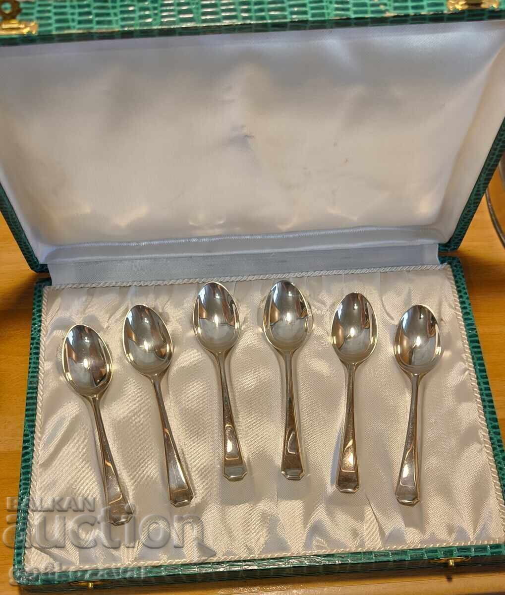 Σετ ασημένια κουταλάκια Αγγλία 1948 / ασήμι 950 καινούργια! - 6