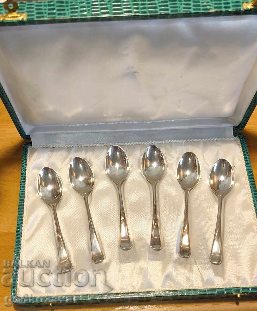 Σετ ασημένια κουταλάκια Αγγλία 1948 / ασήμι 950 καινούργια!