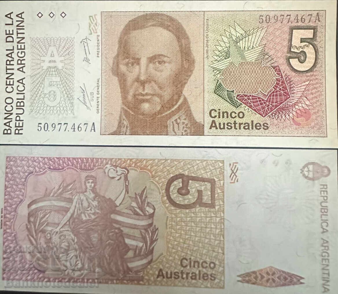 Argentina 5 Pesos 1989 Pick 324a Ref 7467A Uncirculated
