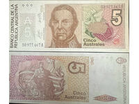 Argentina 5 Pesos 1989 Pick 324a Ref 7467A Uncirculated