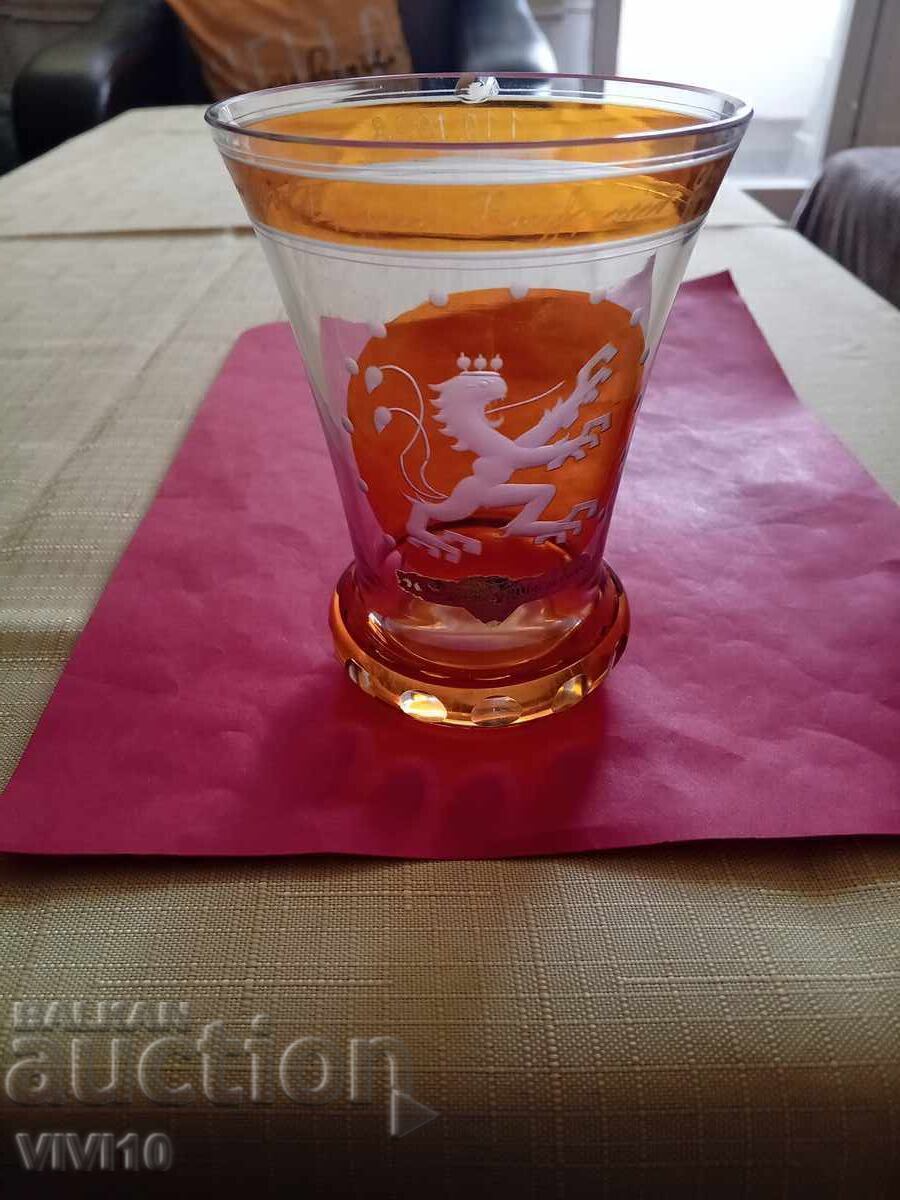 Antique crystal glass, Bohemia 1938