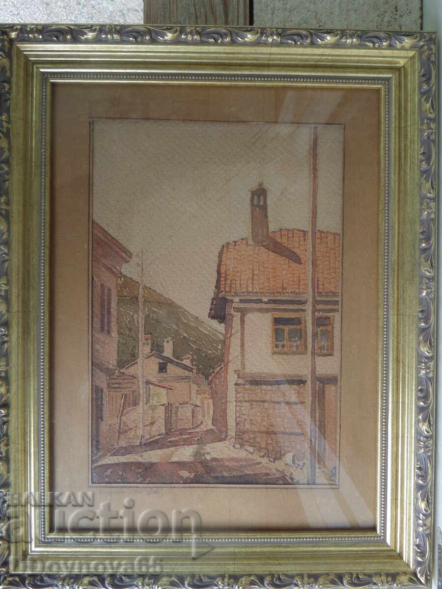 Todor Kozhuharov - "s. Yakoruda", watercolor 1943