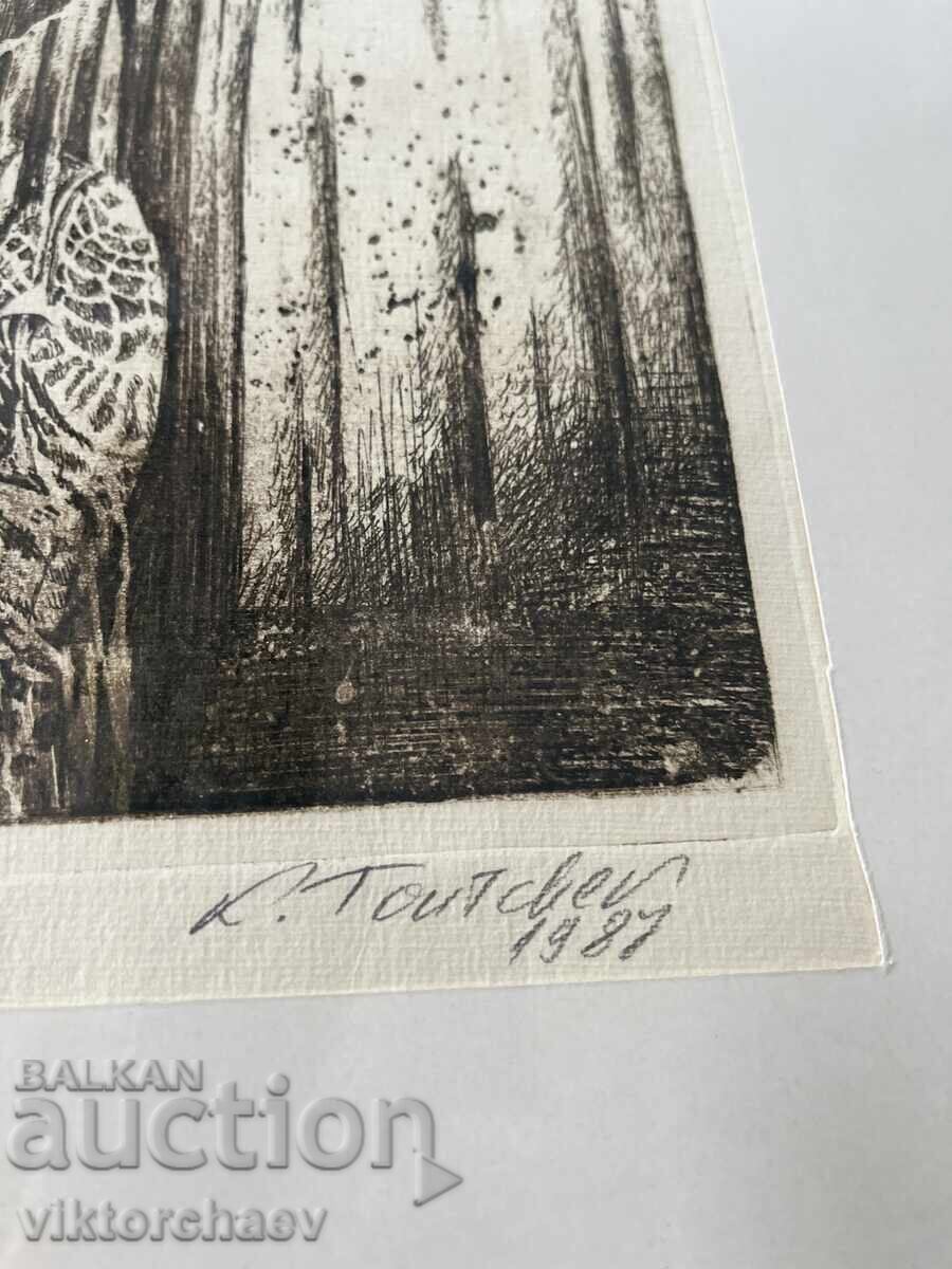 Кирил Тончев картина - графика 1989 година с цена 260.00 лв. | € 132.94