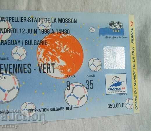Football ticket Paraguay - Bulgaria, 1998, FIFA with price 6.00 BGN | € 3.07 Football ticket Paraguay - Bulgaria, 1998, FIFA with price 6.00 BGN | € 3.07
