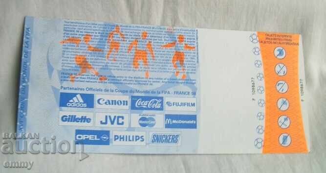 Auction Football ticket Paraguay - Bulgaria, 1998, FIFA Auction Football ticket Paraguay - Bulgaria, 1998, FIFA