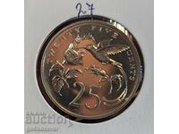 Jamaica 25 cenți 1969 Proof !