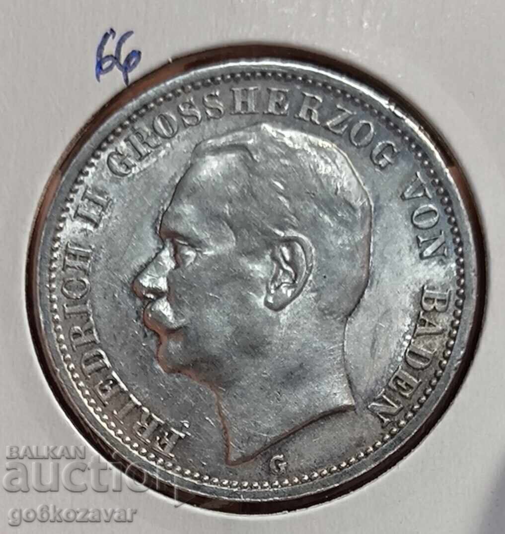 Германия 3 марки Баден 1911г Сребро !