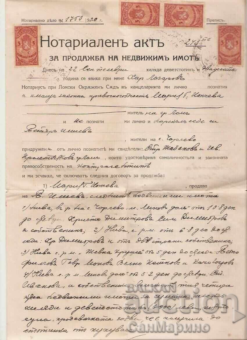 Notarial deed 1920