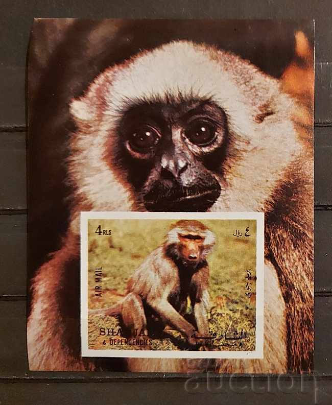 UAE/Sharjah 1972 Fauna/Monkeys Imperforate Block 5 € MNH