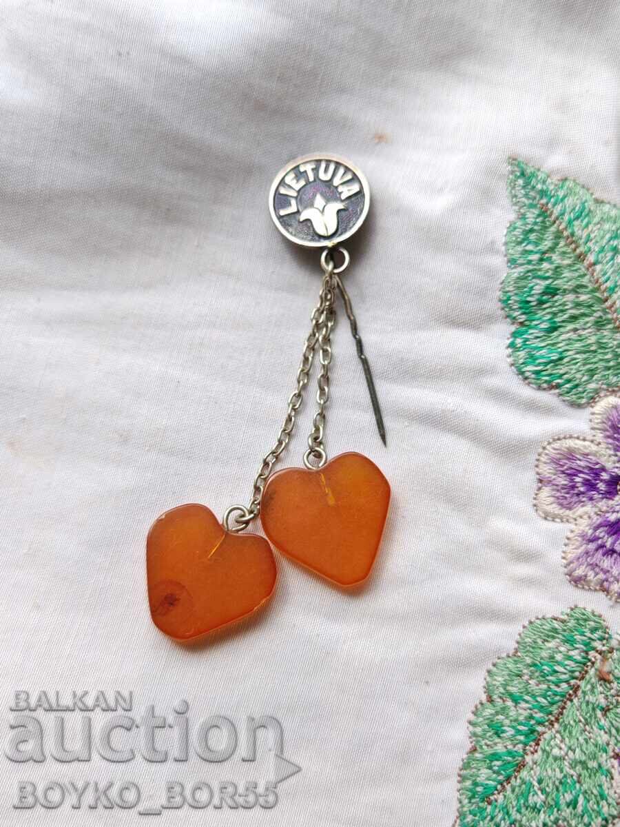 Λατβική Σοβιετική Ένωση, Μπροστινή Καρφίτσα, Μελχιόρ με Κεχριμπάρι, δεκαετία 1970 με τιμή 39.00 BGN | € 19.94 Λατβική Σοβιετική Ένωση, Μπροστινή Καρφίτσα, Μελχιόρ με Κεχριμπάρι, δεκαετία 1970 με τιμή 39.00 BGN | € 19.94