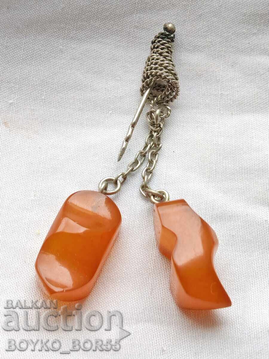 Латвийска Соц СССР Брошка Мелхиор с Кехлибари 1970те г