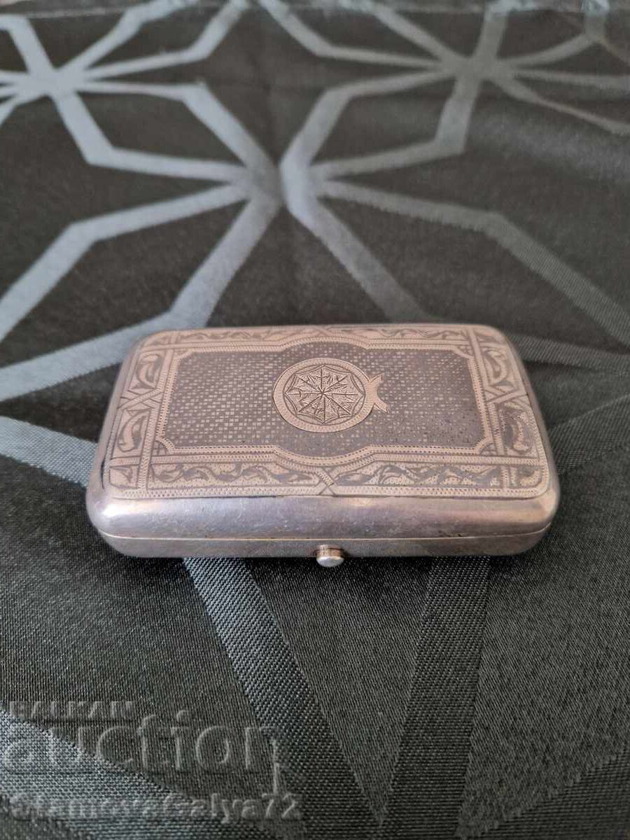 Unique Russian silver tobacco box with niello, 84