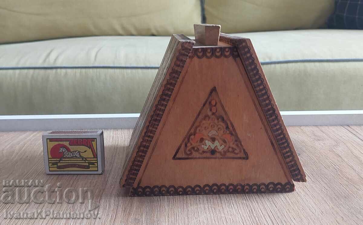 Cutie de lemn pentru țigări pirogravată retro pentru colecționari - 7