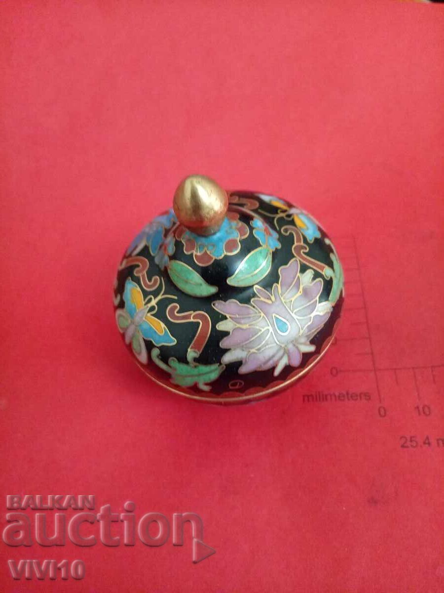 Cutie veche de bijuterii, email, cloisonné