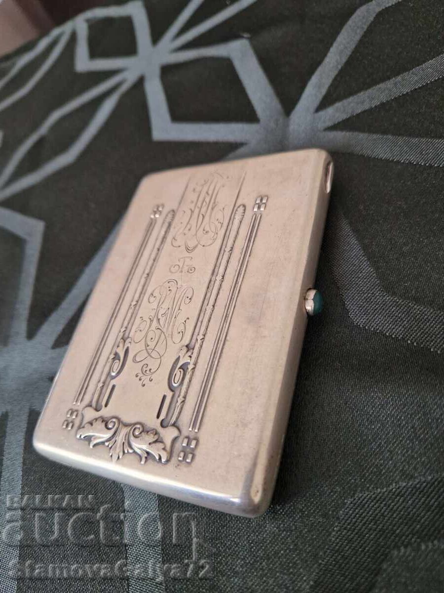 Παράδοση Εξαιρετικό ρωσικό ασημένιο κουτί για καπνό αντίκα 84