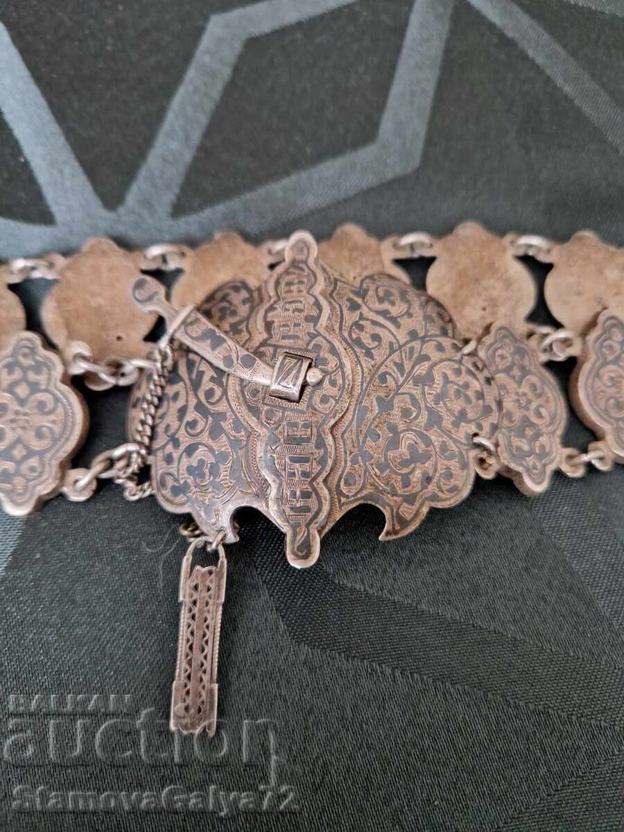 Аукцион Страхотен антикварен руски кавказки сребърен колан с ниело