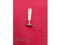 Ștampilă veche, bronz argintat și sidef