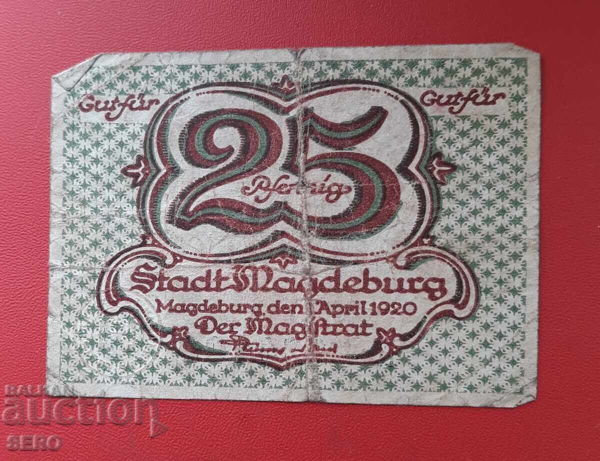 Banknote-Germany-Saxony-Magdeburg-25 Pfennig 1920