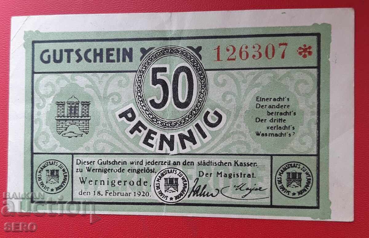 Banknote-Germany-Saxony-Wernigerode-50 pfennig 1920 Banknote-Germany-Saxony-Wernigerode-50 pfennig 1920