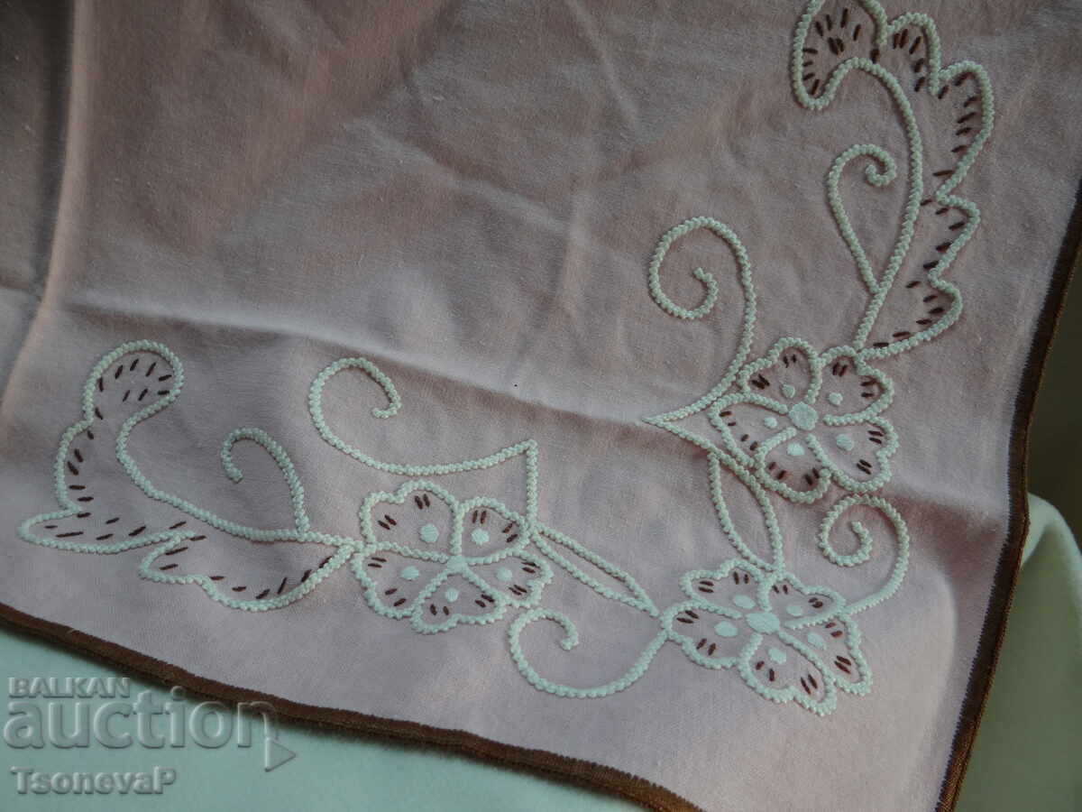 Auction  Embroidered Pink Coverlet
