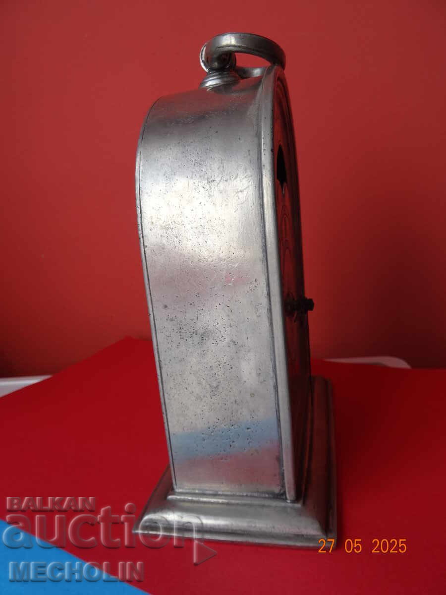 Collector's German Pewter Table Clock with Moon Phase - 7