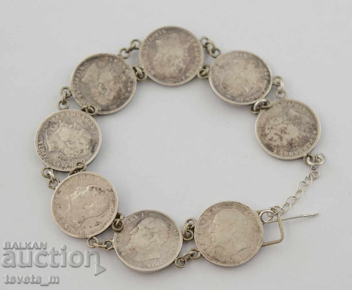 Δημοπρασία Αρχαία ασημένια περιχειρίδα νομισμάτων, λαϊκή ενδυμασία 22,2 γρ