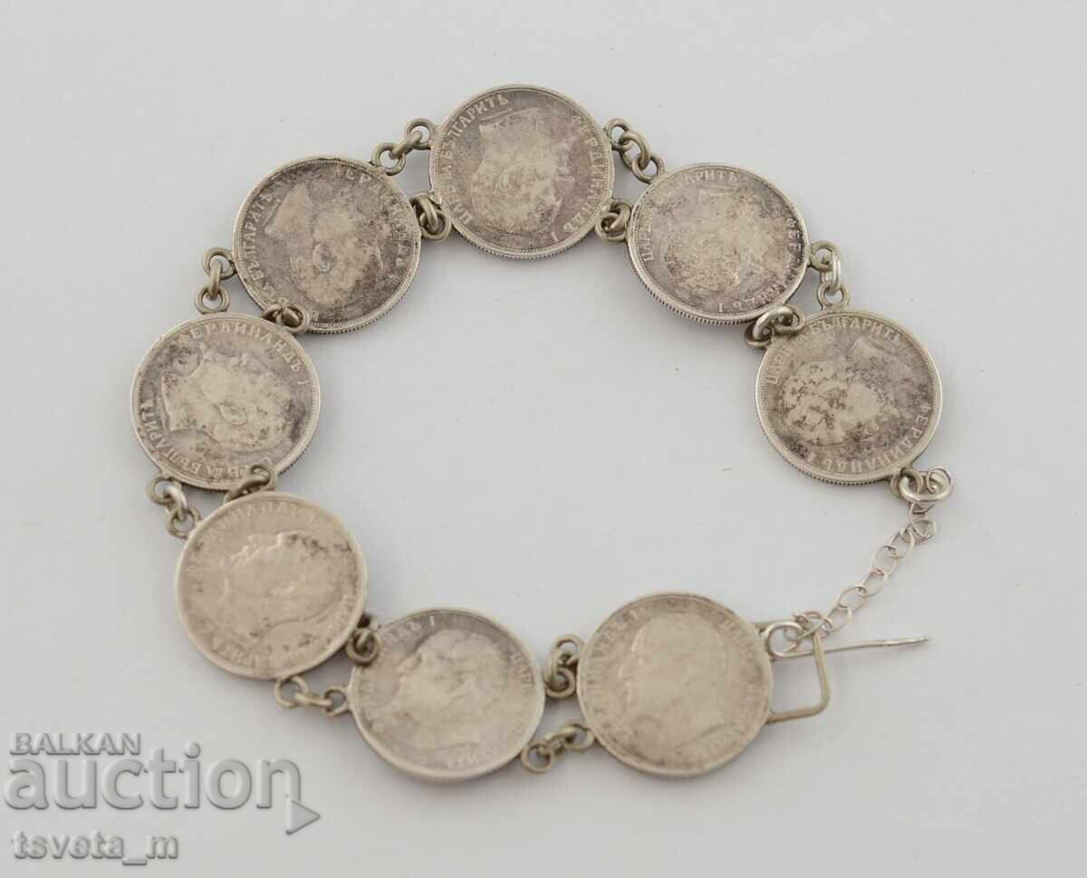 Παράδοση Αρχαία ασημένια περιχειρίδα νομισμάτων, λαϊκή ενδυμασία 22,2 γρ