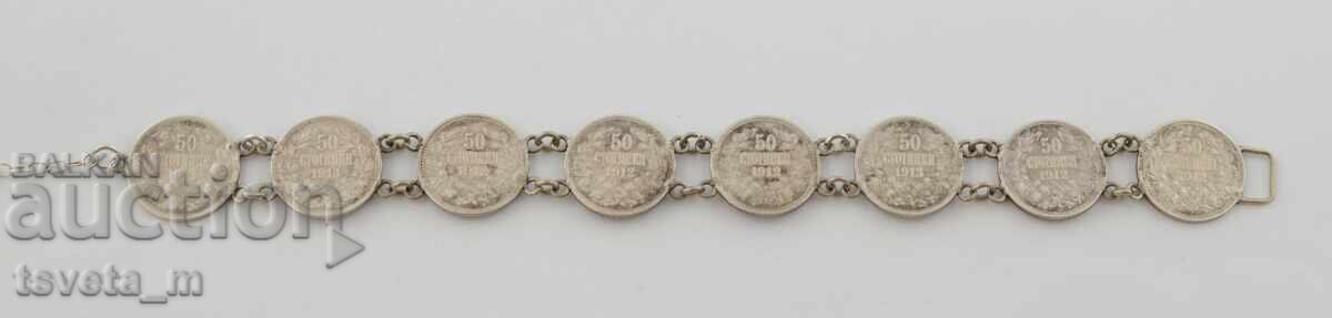 Αρχαία ασημένια περιχειρίδα νομισμάτων, λαϊκή ενδυμασία 22,2 γρ - 6