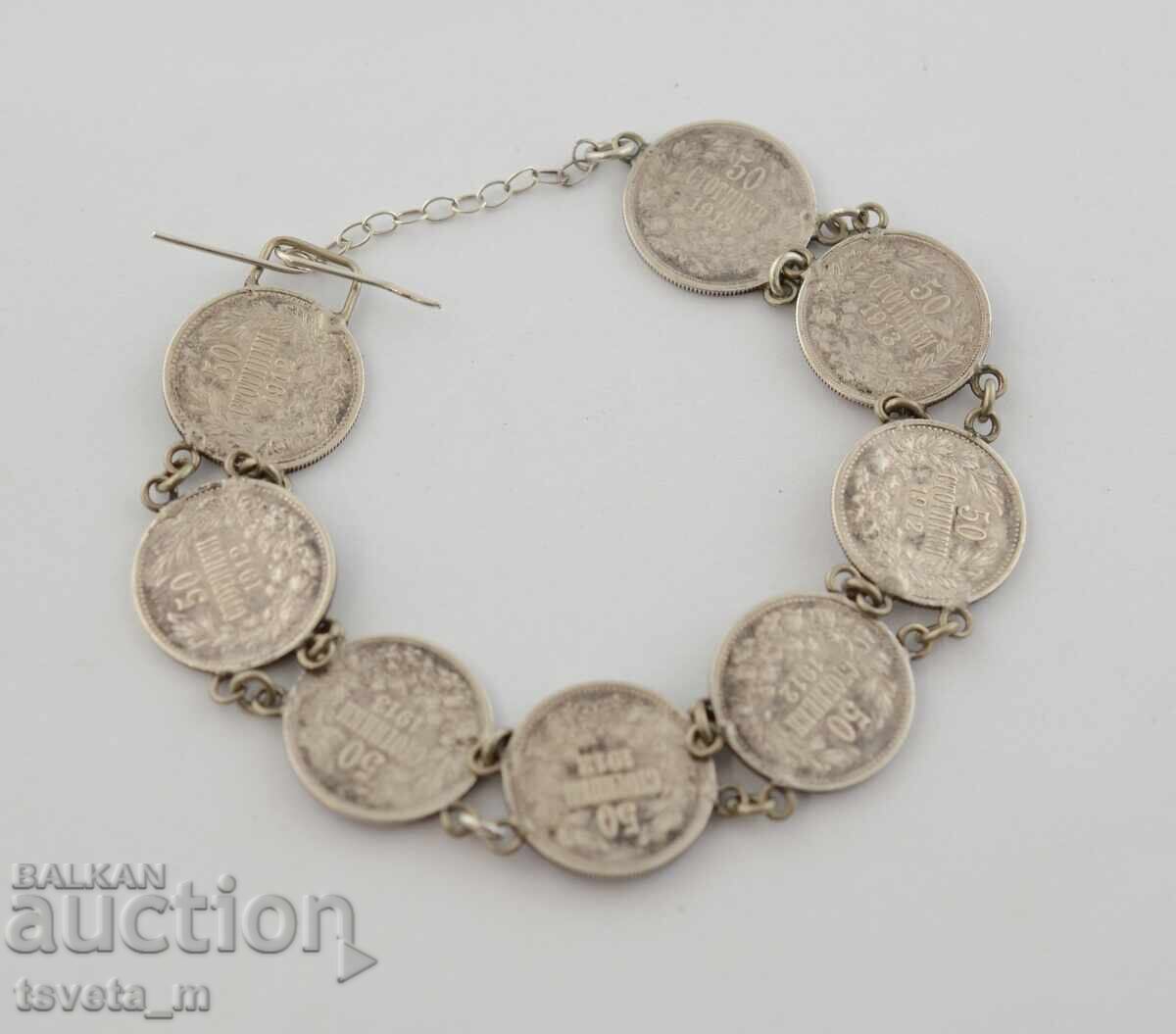 Αρχαία ασημένια περιχειρίδα νομισμάτων, λαϊκή ενδυμασία 22,2 γρ