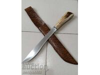 Cuțit de vânătoare cu teacă, mâner din corn de cerb, lamă germană pentru aperitive