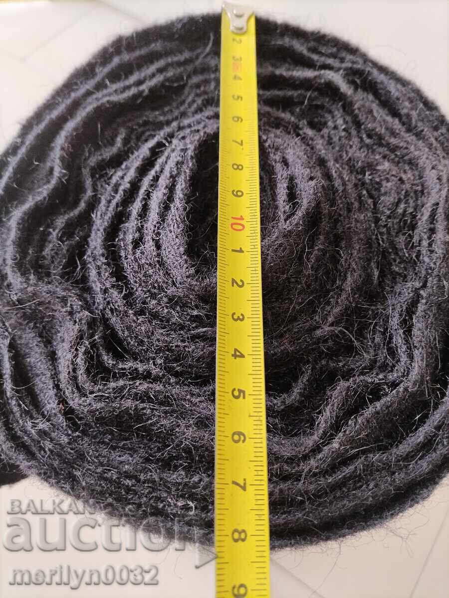 Πλατίνιο ρολό χειροποίητου υφαντού μάλλινου υφάσματος μαύρου σαγιάκ - 5