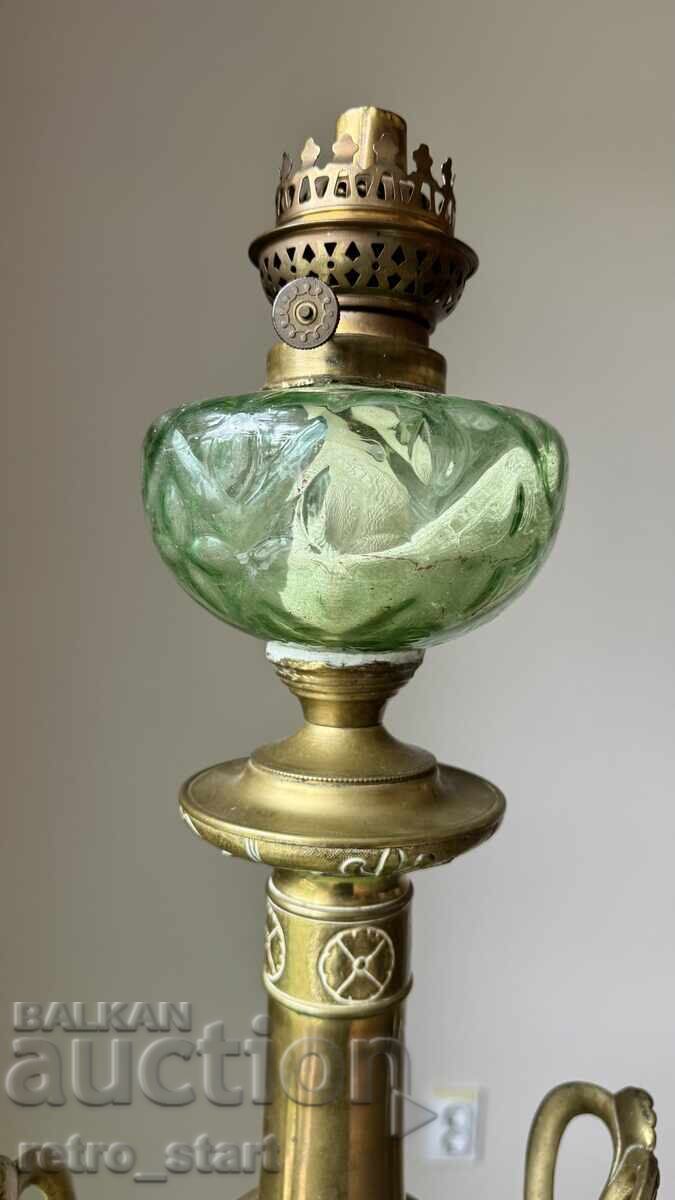 Αντίκα ορειχάλκινη λάμπα πετρελαίου - 6