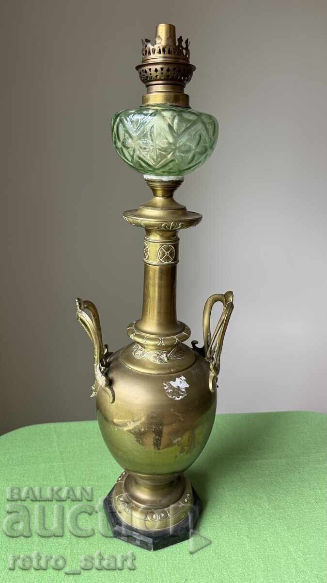 Αντίκα ορειχάλκινη λάμπα πετρελαίου - 7