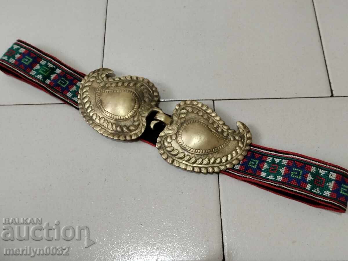 Παλιό χειροποίητο κεντημένο ζωνάκι, ζώνη, πόρπη, παραδοσιακή φορεσιά - 7