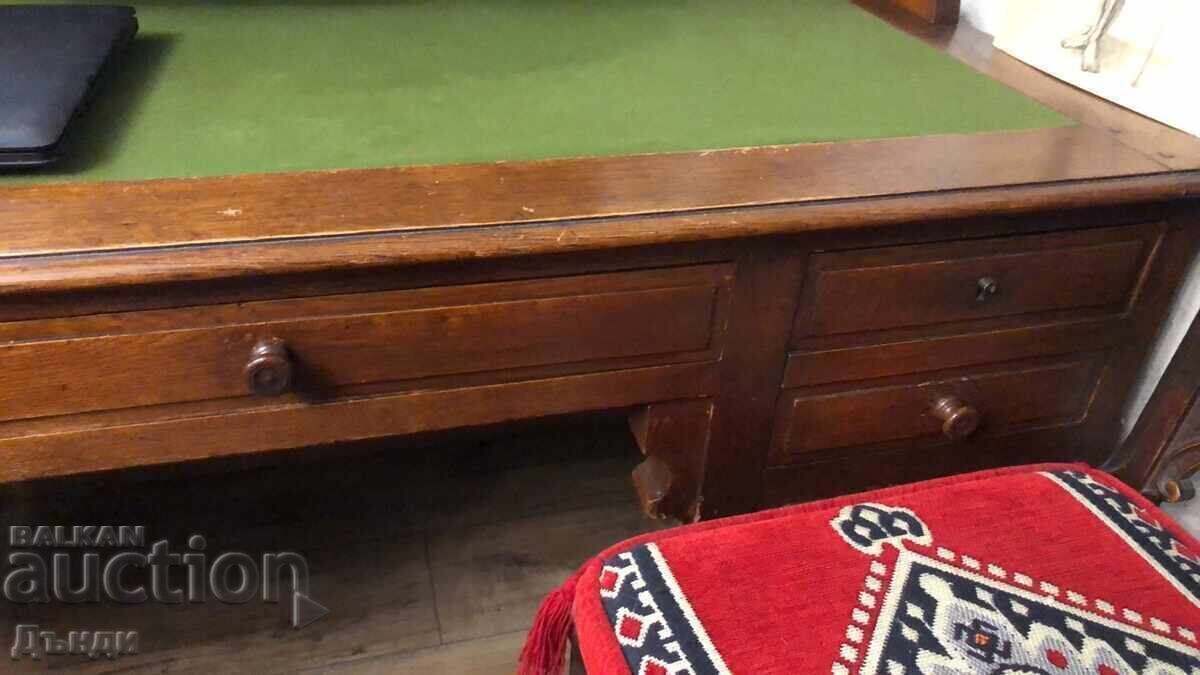 Παλαιό, αναγεννησιακό, δρύινο, συμπαγές γραφείο - 6
