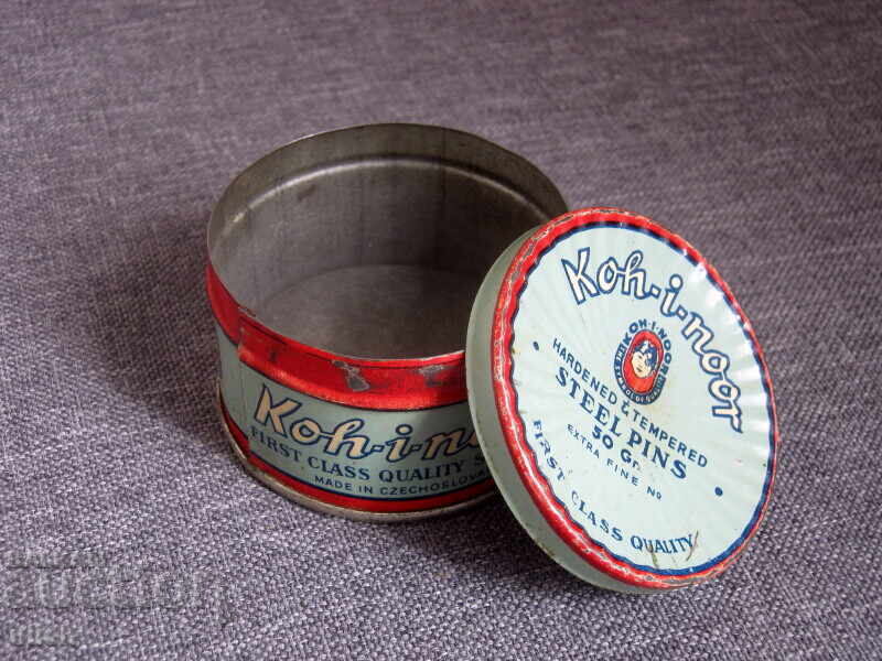 Cutie veche litografiată de tinichea pentru ace Kooh i Noor - 5