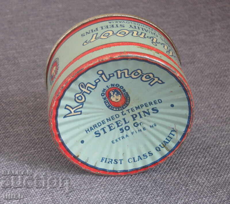 Cutie veche litografiată de tinichea pentru ace Kooh i Noor