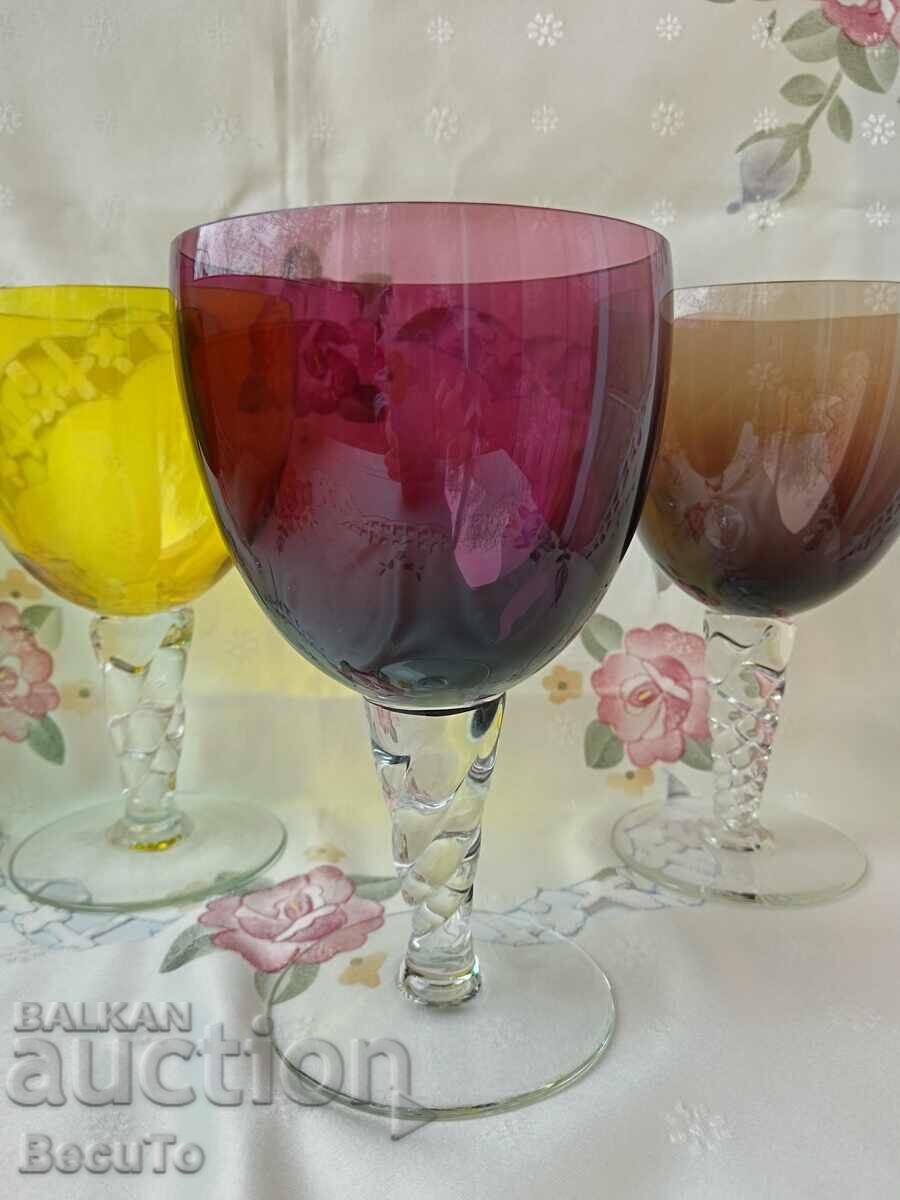 Auction Murano, 4 large glasses, 700 ml each, colored glass, top condition Auction Murano, 4 large glasses, 700 ml each, colored glass, top condition