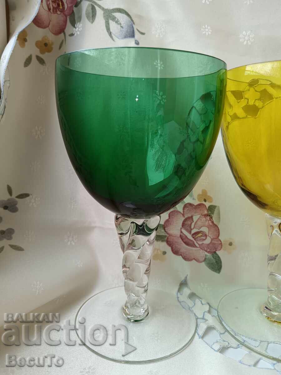 Murano, 4 large glasses, 700 ml each, colored glass, top condition - 5 Murano, 4 large glasses, 700 ml each, colored glass, top condition - 5