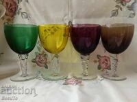 Murano, 4 bucăți pahare uriașe de 700 ml, sticlă colorată, stare excelentă