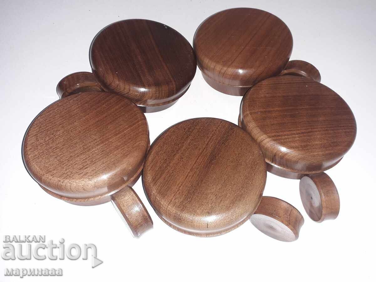 OLD BOWL SET. WOOD, GLASS - 6 OLD BOWL SET. WOOD, GLASS - 6