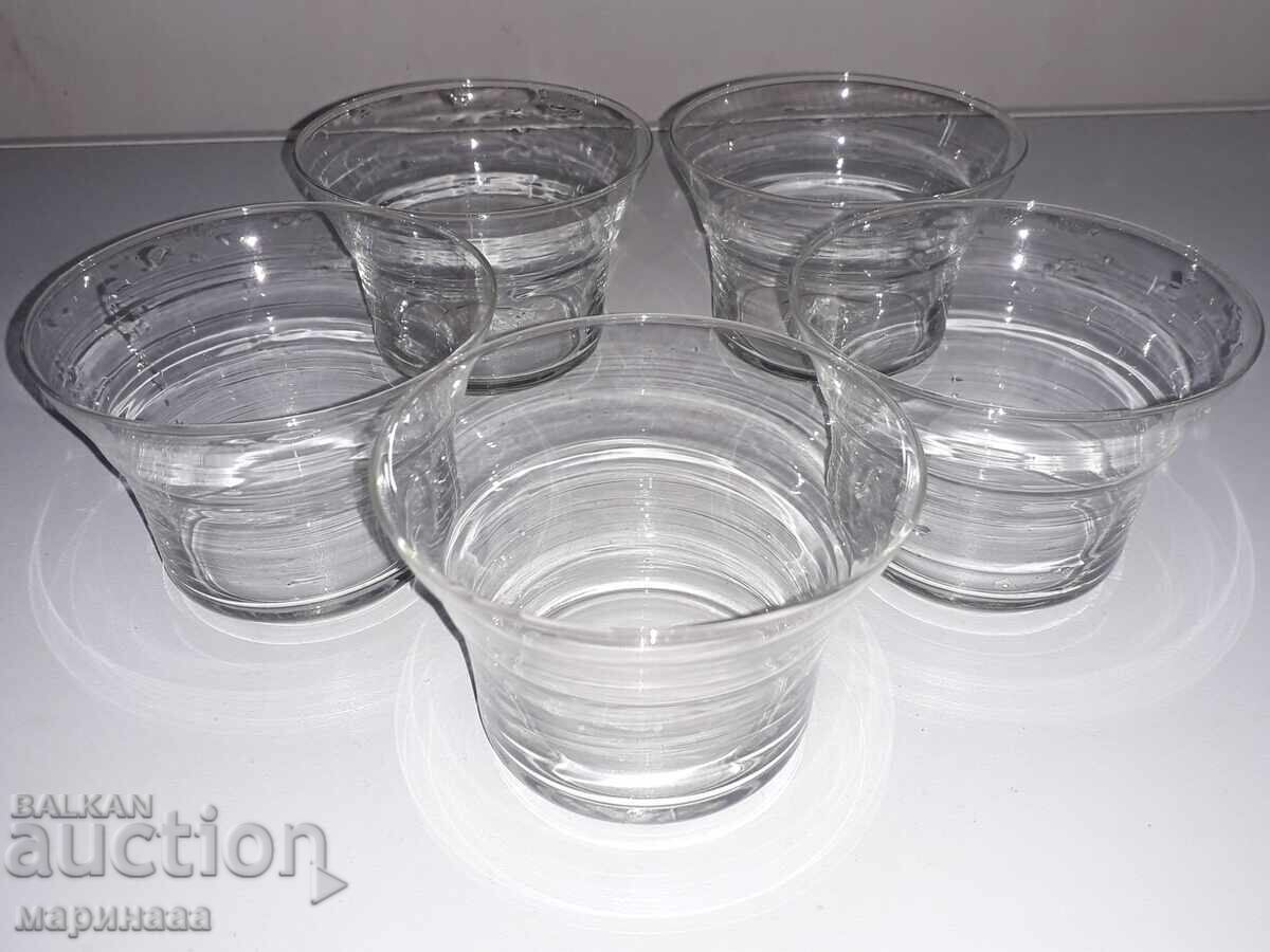 OLD BOWL SET. WOOD, GLASS - 7 OLD BOWL SET. WOOD, GLASS - 7