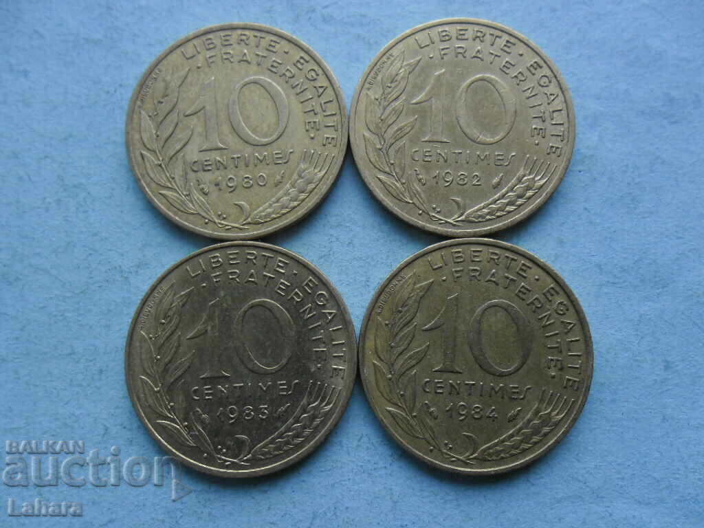 10 santima 1980, 1982, 1983, 1984 g. Franța