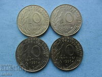 10 сантима 1994 , 1995 , 1996 , 1997 г. Франция