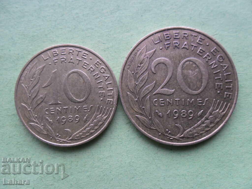 10 și 20 santimi 1989 Franța 10 și 20 santimi 1989 Franța