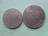 10 и 20 сантима 1989  г. Франция