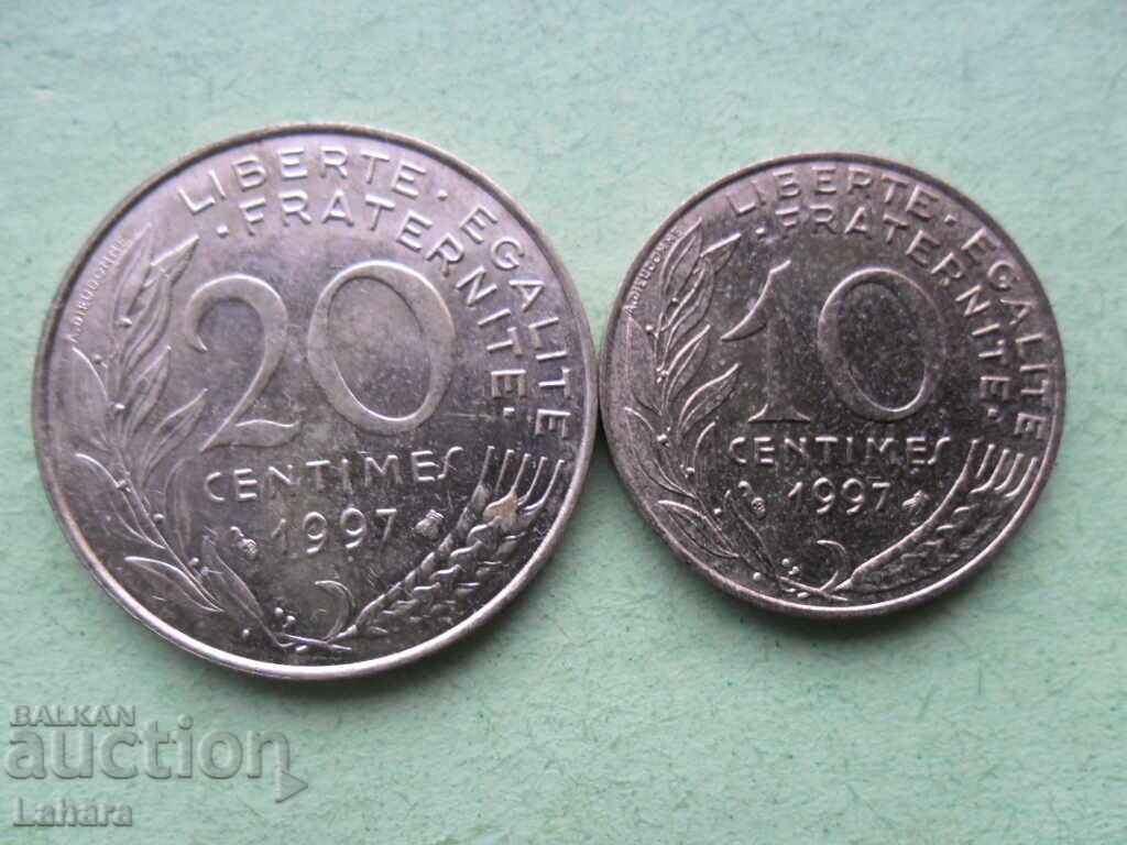 10 и 20 сантима 1997  г. Франция
