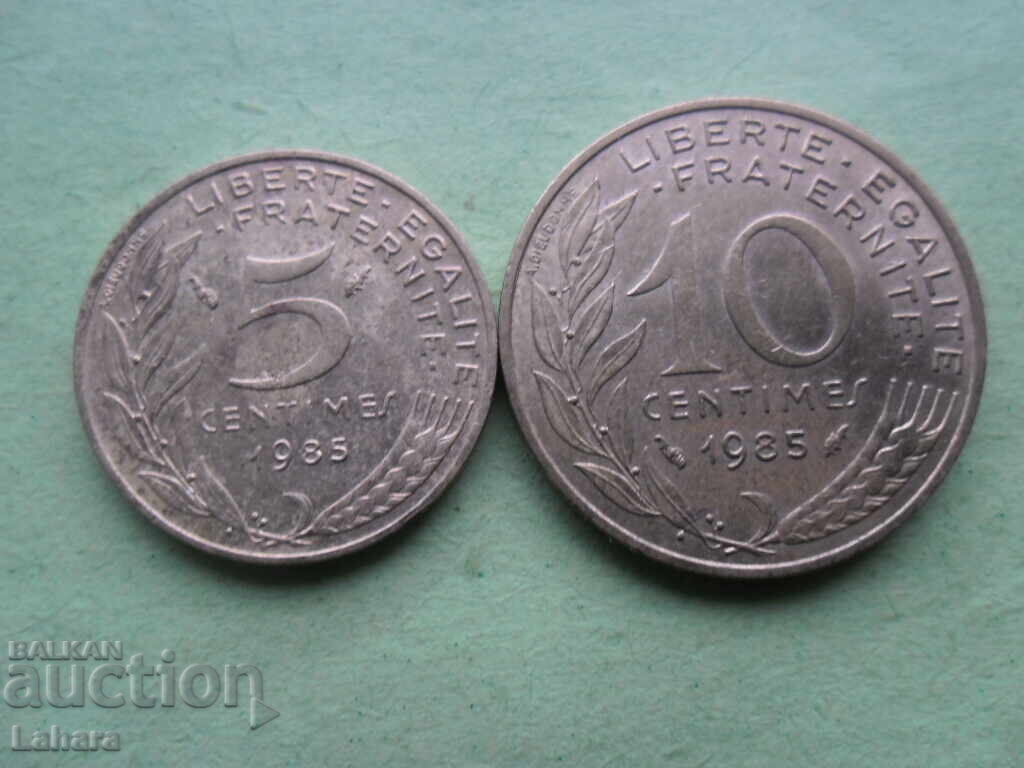 5 and 10 centimes 1985 France 5 and 10 centimes 1985 France