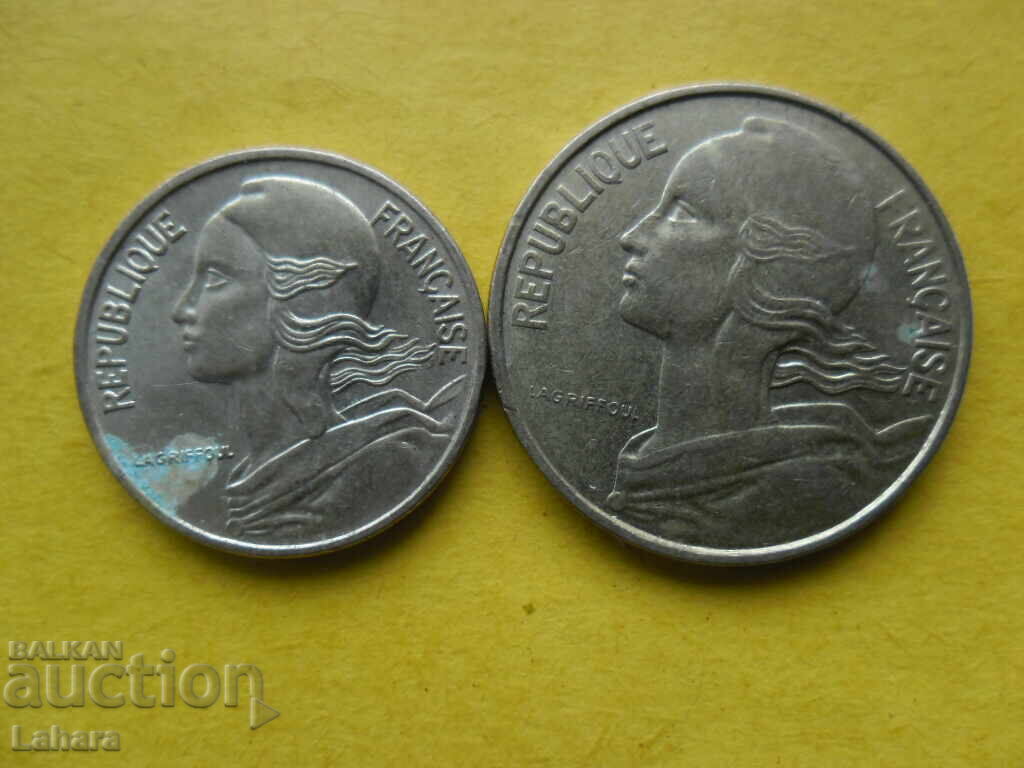 5 и 10 сантима 1979  г. Франция с цена 0.50 лв. | € 0.26