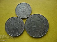 5, 10, and 20 centimes 1976 France